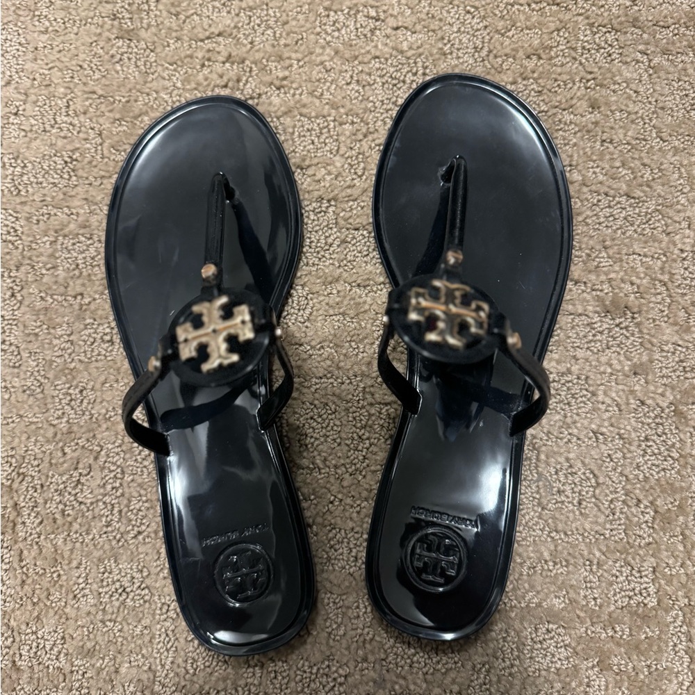 Tory Burch Black Jelly Flip Flops